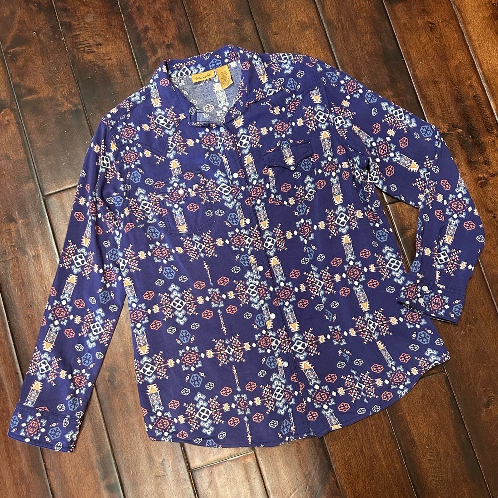Wrangler Purple Floral Print Button-Down Shirt
